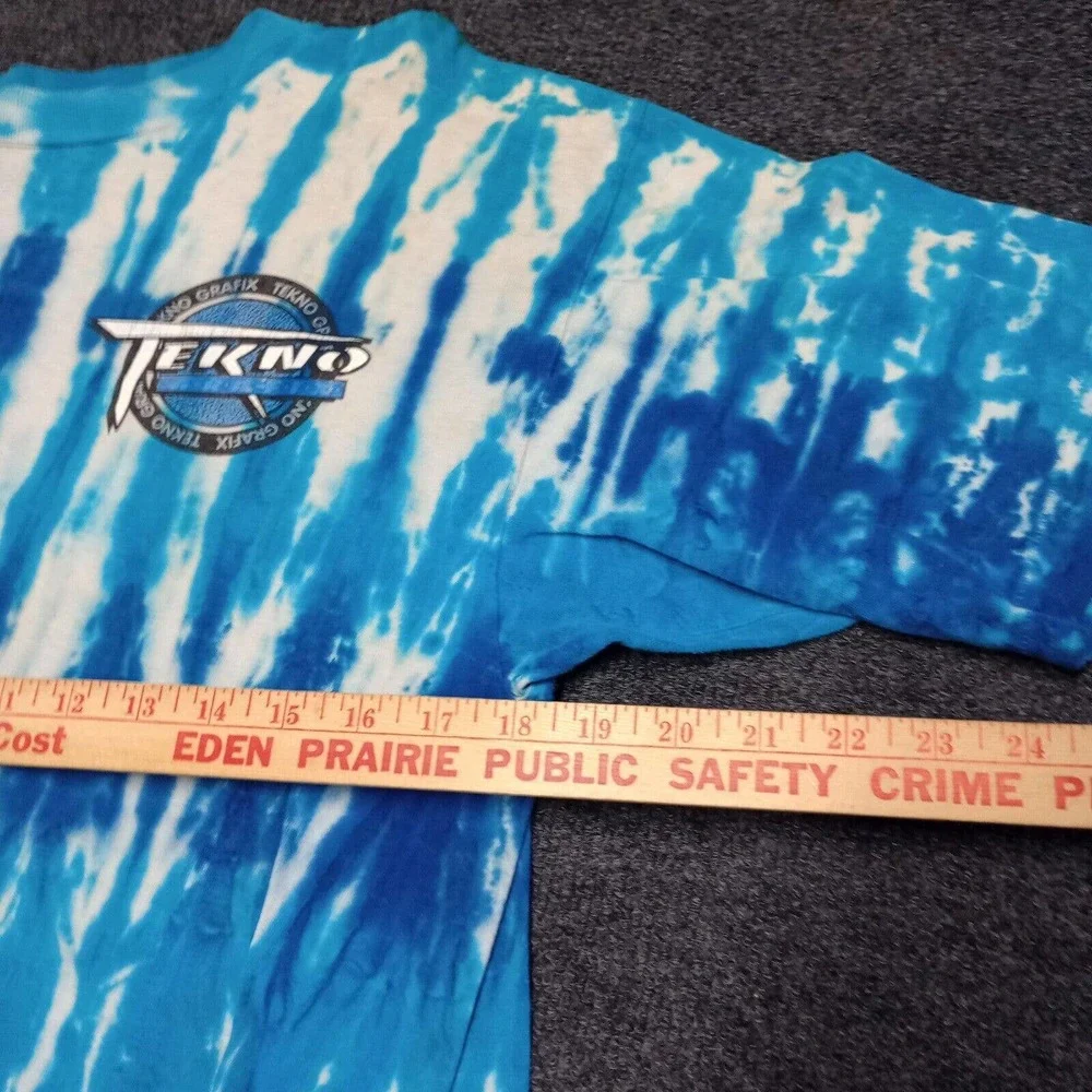 Vintage Tekno Grafix Shirt‎ Adult XL Blue Tie Dye 90s Y2K Single Stitch
